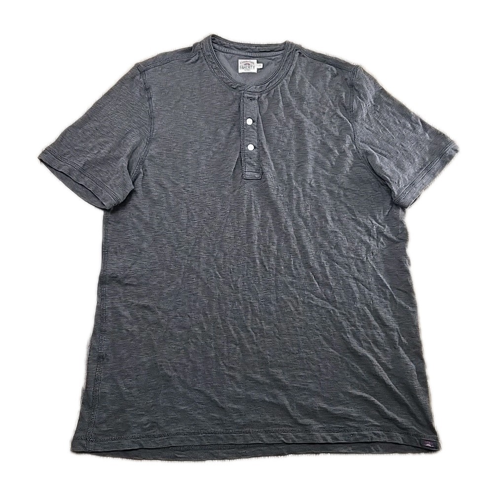 Faherty Men”s L Green Short Sleeve Henley T-Shirt Organic Linen Cotton Blend