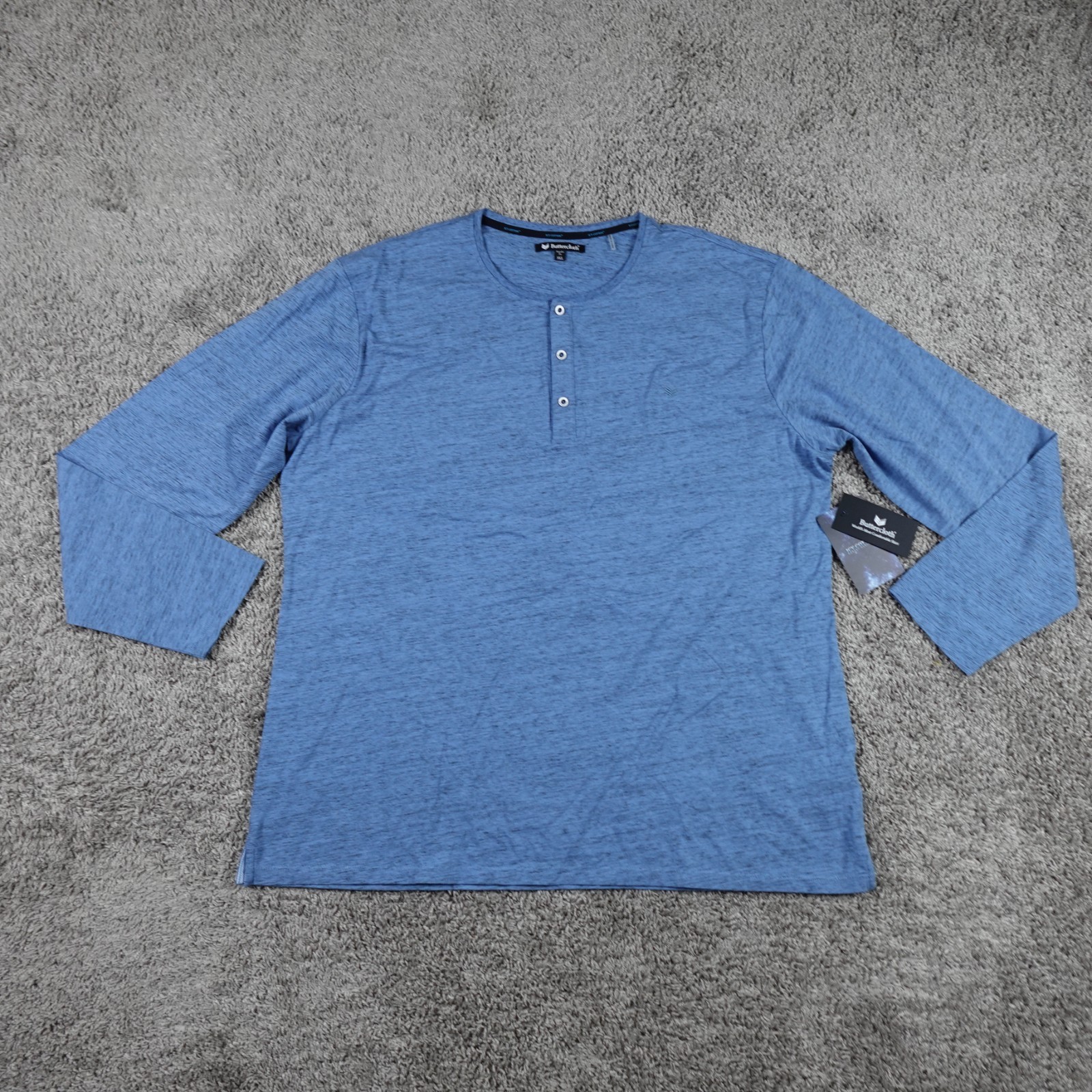 Butter Cloth Henley Shirt Mens 3XL Blue Icy Cotton Mint Fabric Performance