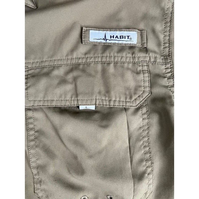 Habit Men’s L Performance Fishing Shirt Solar Factor Long Sleeve Tan Excellent gallery