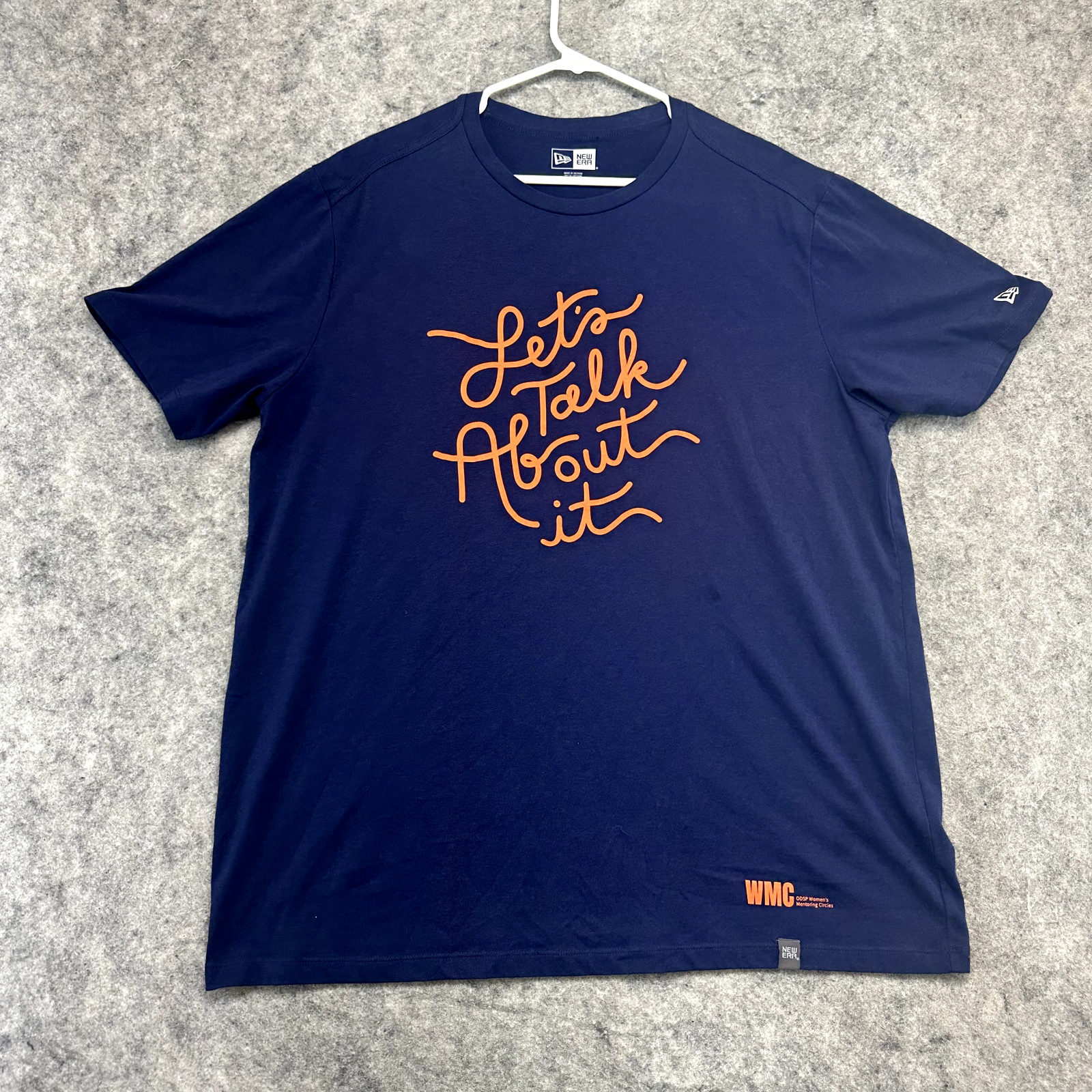 New Era Shirt Mens Extra Large Blue Orange Graphic Logo Spellout Print