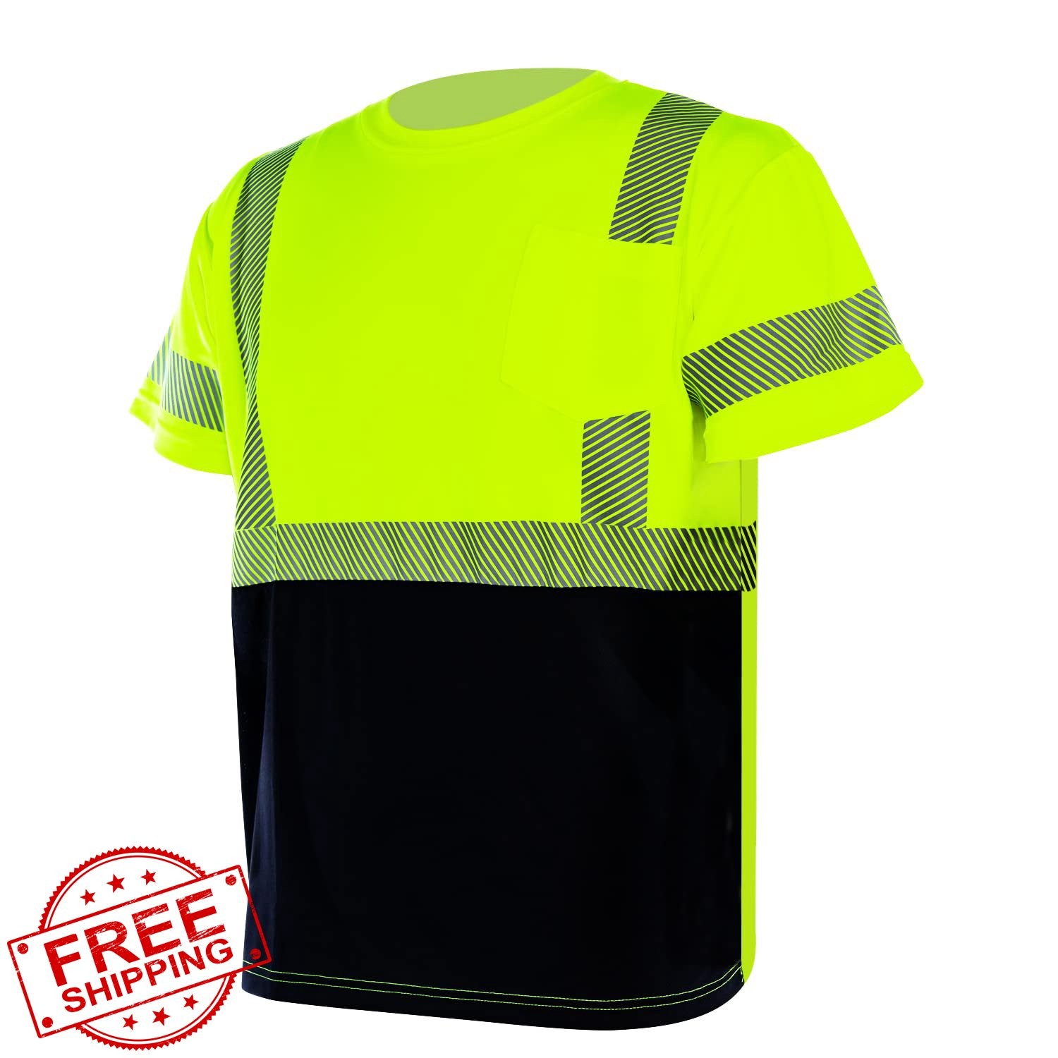 VENDACE Men’s Hi Vis Reflective Safety Shirt ANSI Class 3 Yellow 2XL