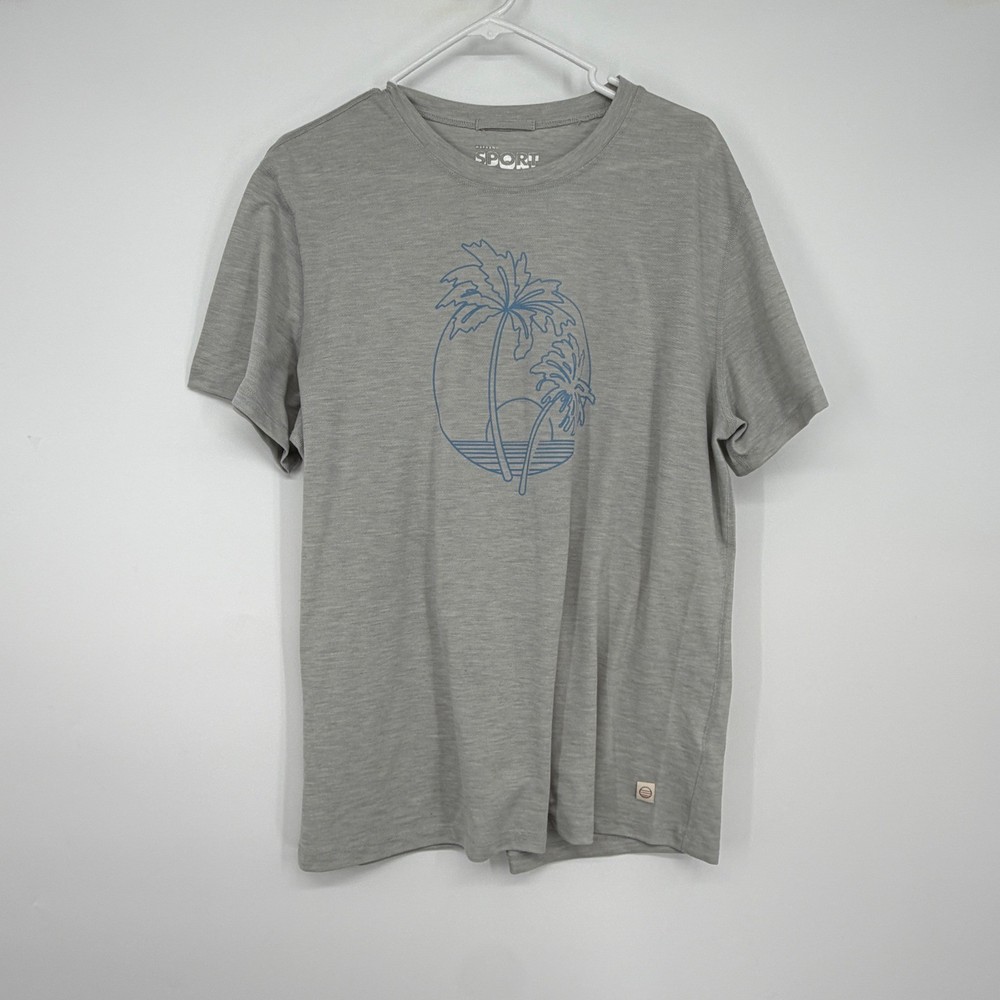Marine Layer Weekend Sport Mens Large Gray Palm Tree Graphic T-Shirt