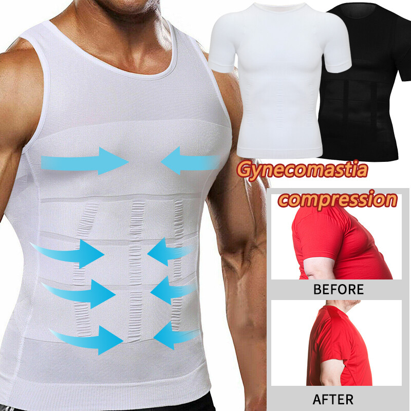 Men Slimming Body Shaper Belly Chest Moob Tummy Compression Vest Shirt Tank Top gallery