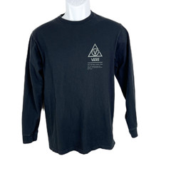Vans Long Sleeve Shirt Men Small Black Classic Fit Solid Graphic Tee Skateboard