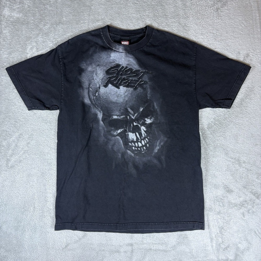 VINTAGE Marvel Mad Engine Men T-Shirt Large Black Ghost Rider Skull Graphic Tee