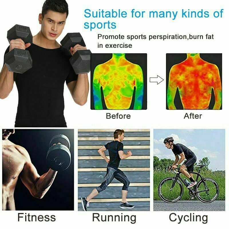 Men Classic Sleeveless Slimming Body Shaper Workout Shirt Belly Control Tank Tee gallery