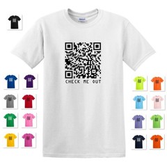 CUSTOM PERSONALIZED CUSTOMIZED QR CODE CHECK ME OUT TEXT TEE T-SHIRT