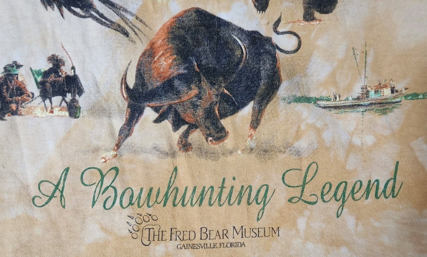 🔥 VINTAGE FRED BEAR A BOW HUNTING LEGEND SHIRT MUSEUM FLORIDA MENS LARGE 28x23 gallery