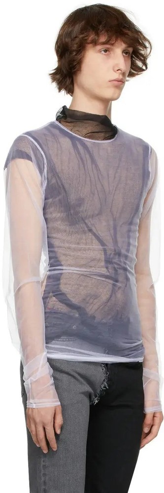 Maison Margiela mesh layered long sleeve t shirt / black white