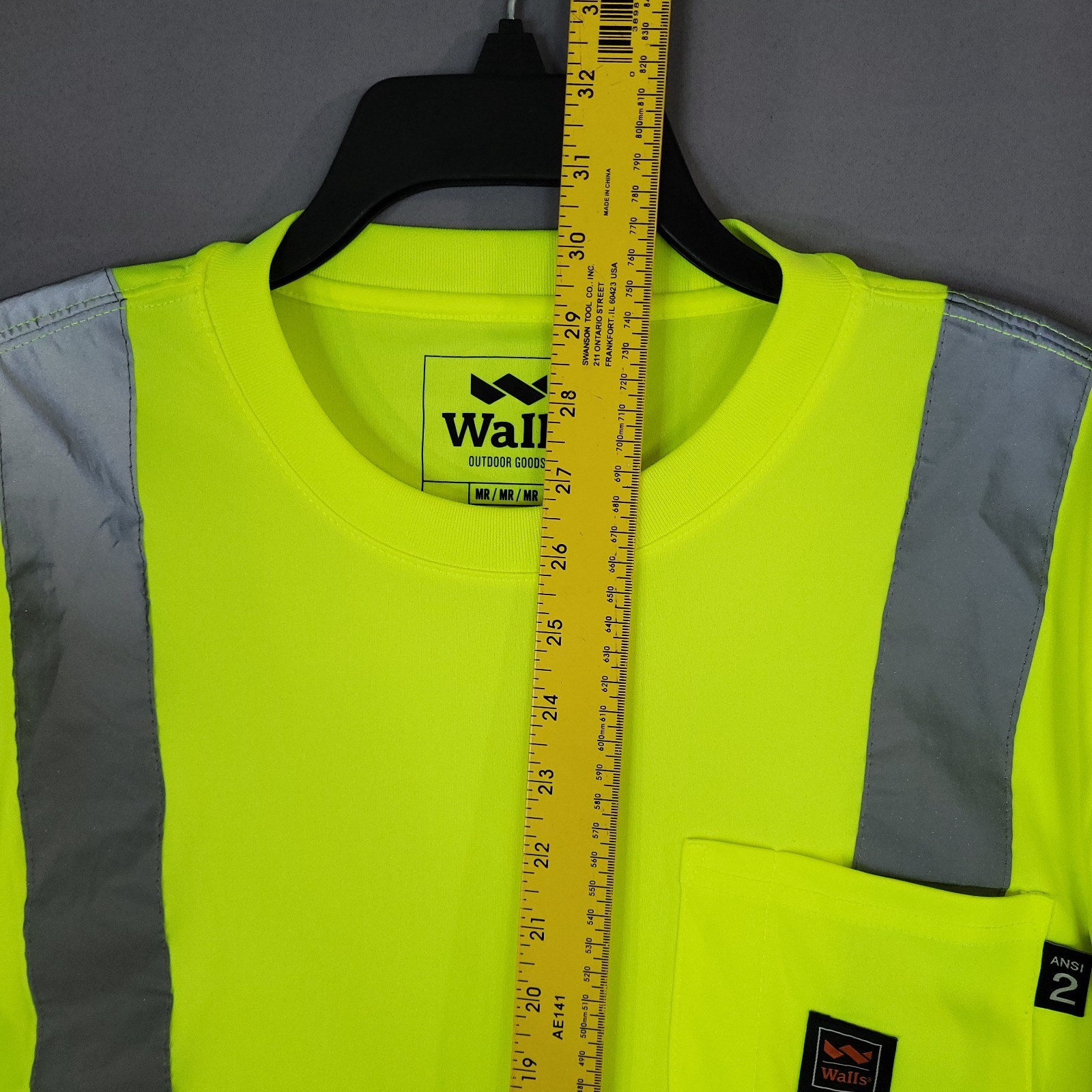 Walls Men’s High Visibility Safety T-Shirt ANSI 2 Yellow Medium Polyester gallery