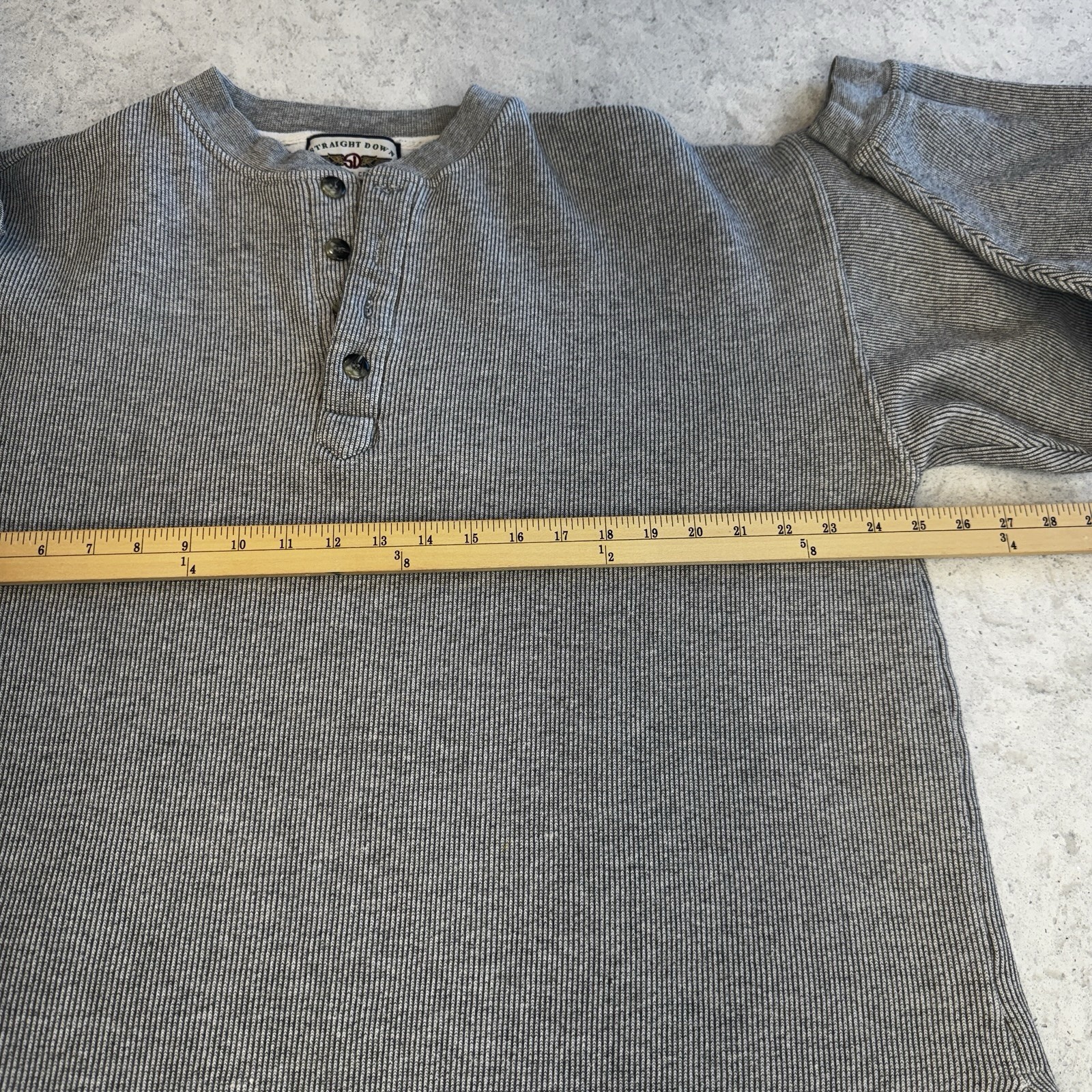 Mens Long Sleeve Henley Shirt Large Grey Textured Knit Heavy Warm Utility gallery