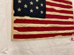 Polo Ralph Lauren White Distressed AMERICAN FLAG Appliqué Short Sleeve T Shirt