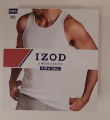 GENUINE IZOD 3 PACK MENS 4XL BIG 100% COTTON WHITE TANK TOP T-SHIRTS UNDERSHIRTS