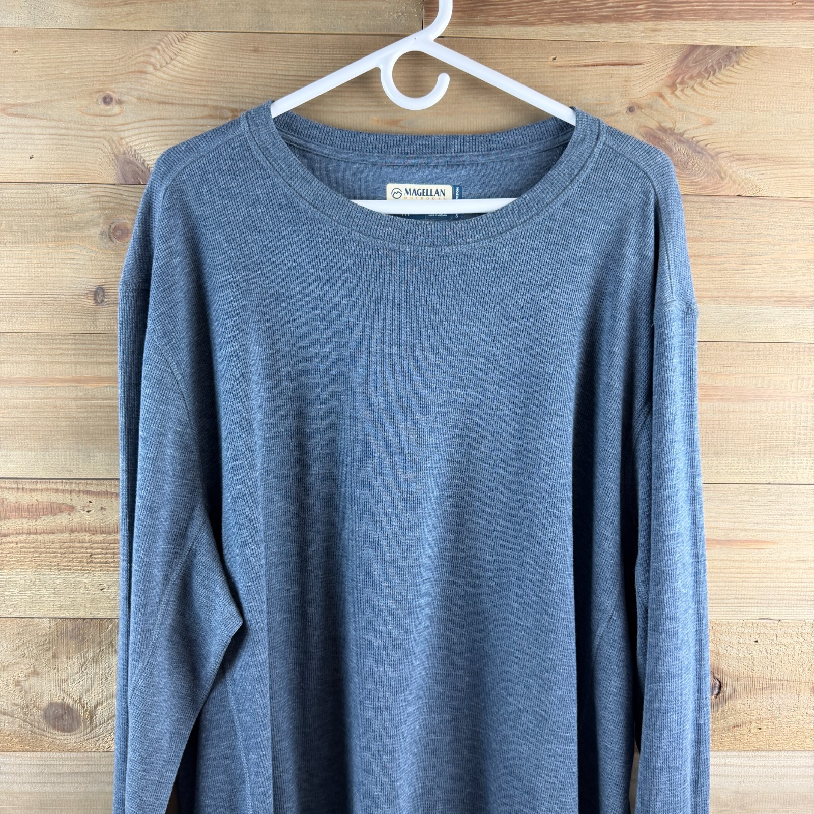 Magellan Mens Shirt Classic Fit Long Sleeve Waffle Knit Layer Outdoor Blue 3XL gallery