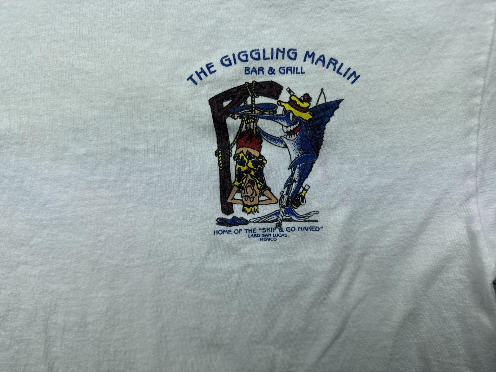 The Giggling Marlin Shirt Mens L White Marlin Fish Back Graphic Cabo Mexico gallery