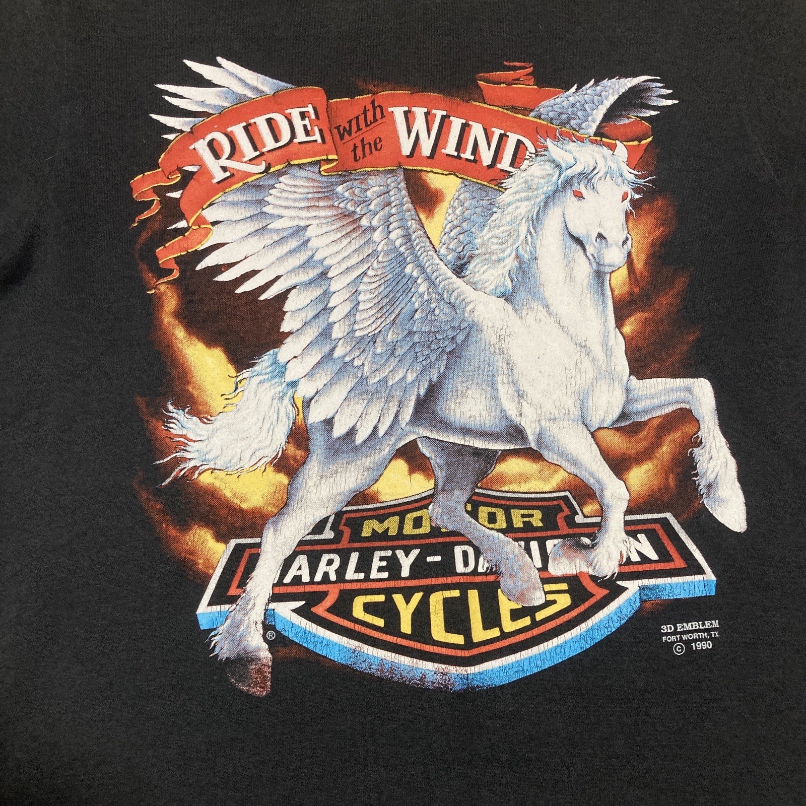 Harley Shirt M 80s 90s 3D Emblem Pegasus Horse HD Biker Chopper Motorcycle Tee gallery