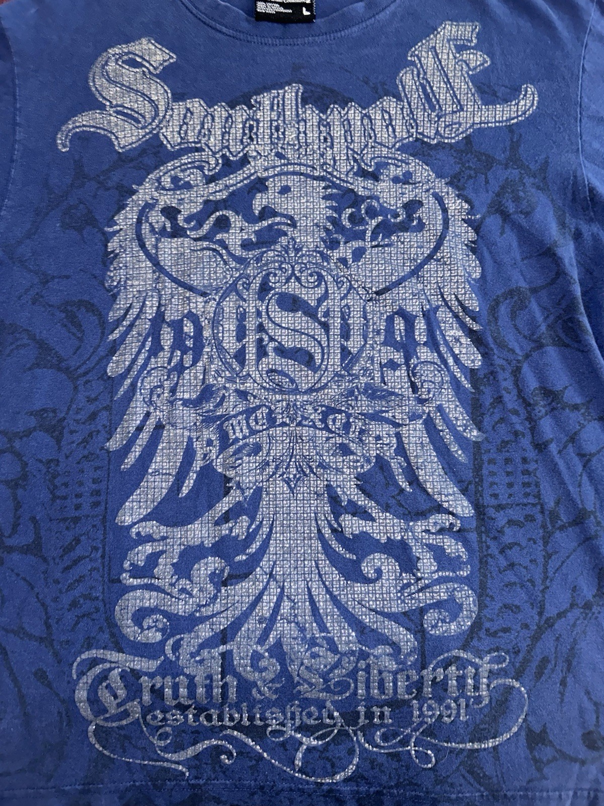 VTG Y2K South Pole-Bedazzled-Shiny Graphic Shirt-L(FIT M/S)Affliction/Tap Out gallery