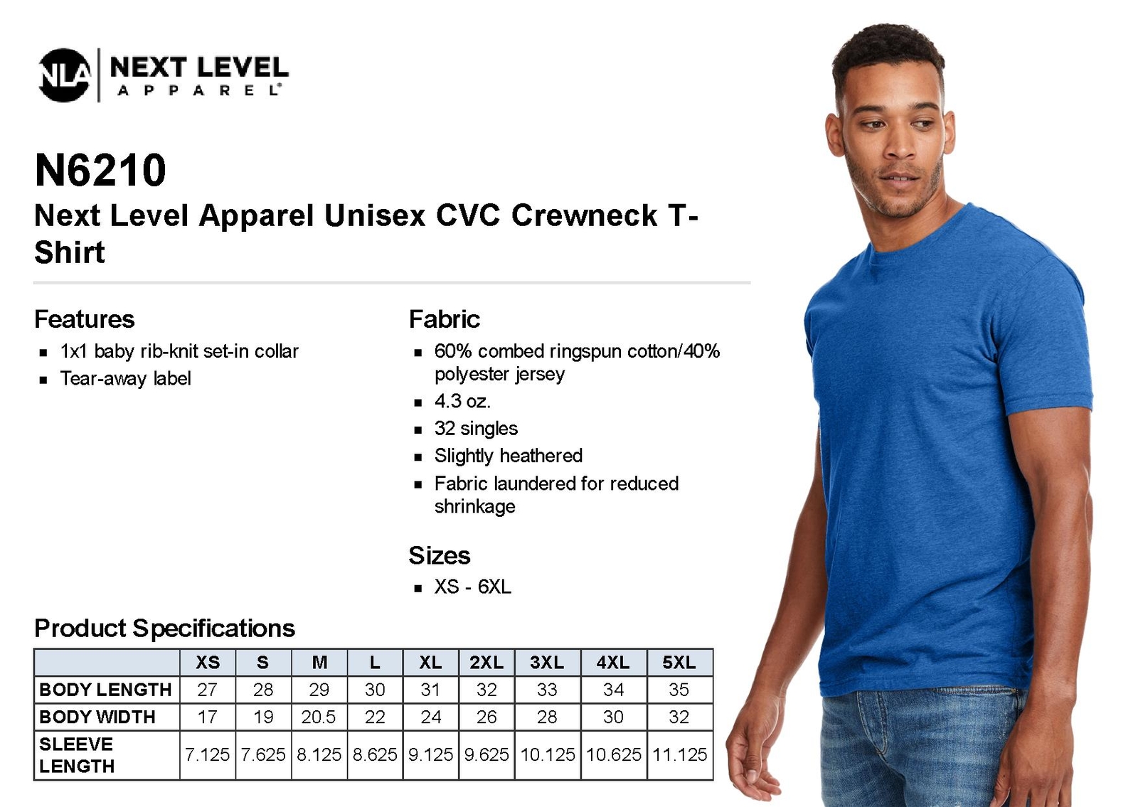 Next Level Men's Premium Fitted CVC Crew Neck Short Sleevees T-Shirt N6210 gallery