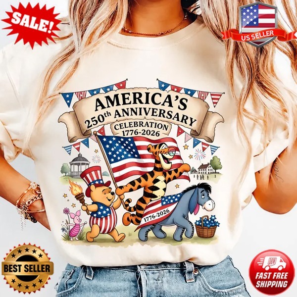 Disney Patriotic Pooh And Friends Shirt, 4th of July USA T-Shirt (Up to 5XL)