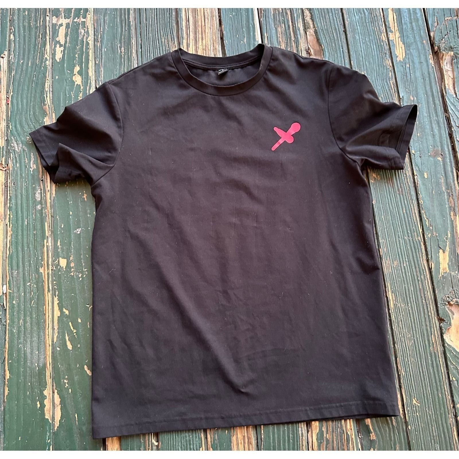 Mens Black Graphic T Shirt Flower Smiley Face "Joyful Famings" Tee gallery