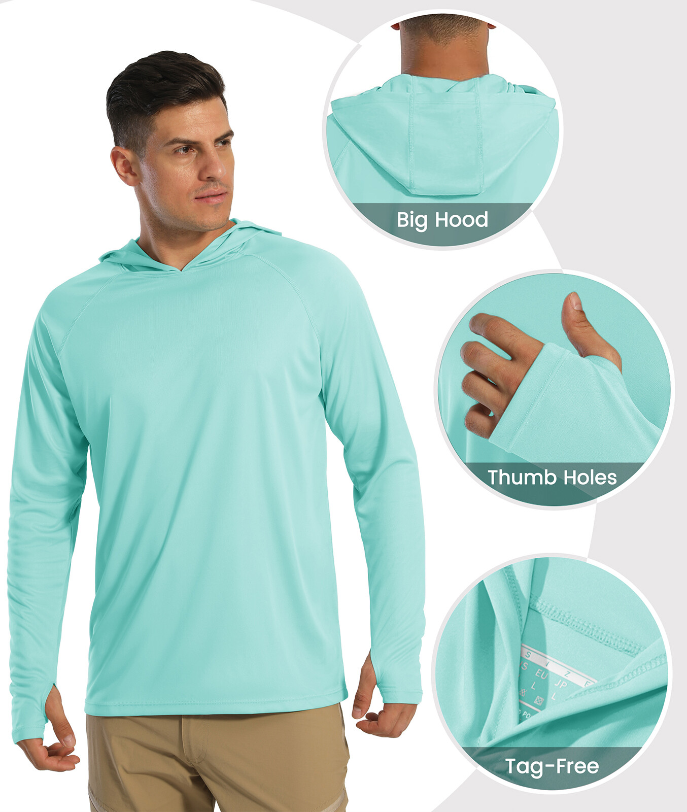 UPF50+ Mens Outdoor Fishing Hoodie Sun Block Skin Protection Long Sleeve T-Shirt gallery