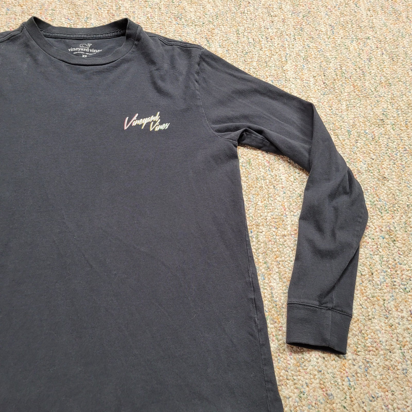 Vineyard Vines Shirt Men XS Black Long Sleeve Skiing Retro Neon Graphic Logo gallery