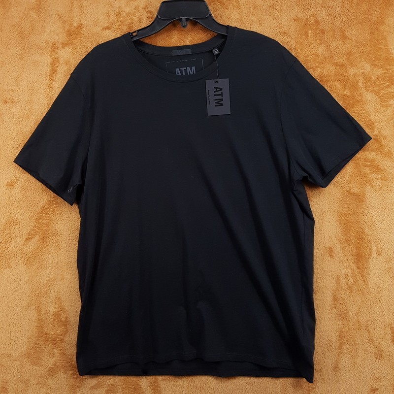 ATM Shirt Mens XL Black Crew Pullover Logo Cotton T-Shirt Tee