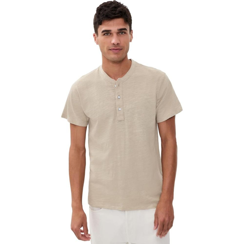 Rag & Bone Mens Taupe Classic Short Sleeve Pull On Cotton Henley Tee New gallery