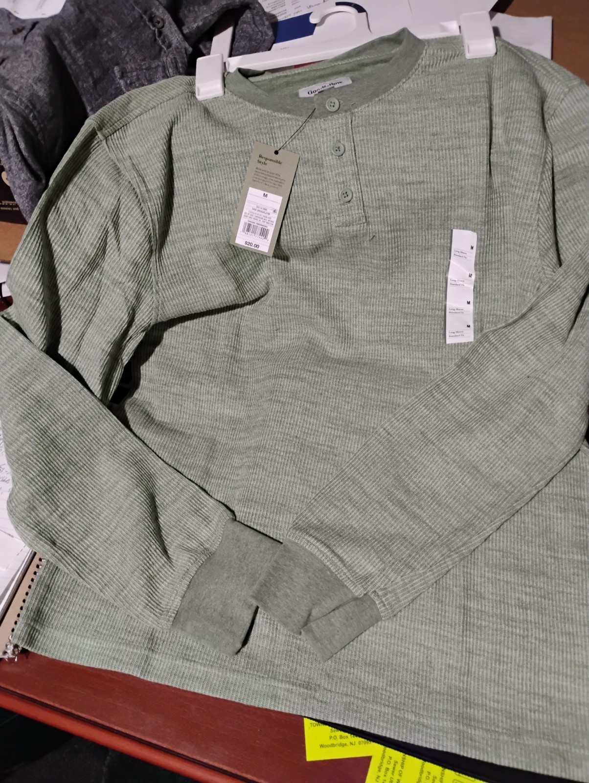 Goodfellow & Co Men’s Medium Sage Green Long Sleeve Textured NWT Shirt