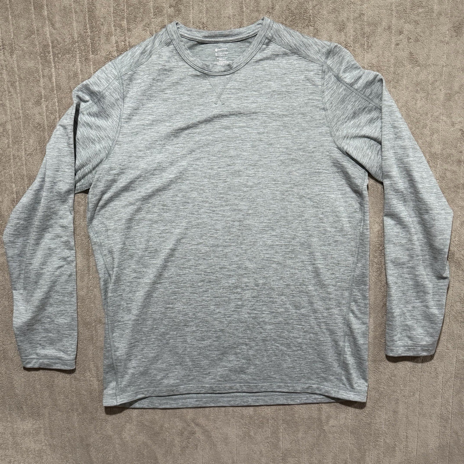 Members Mark Luxe Brushed Crew Shirt Mens Size XL Gray Heathered Active Wear