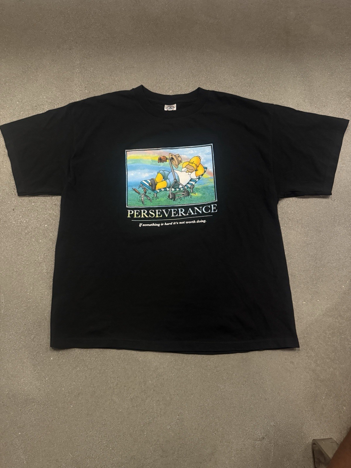2003 Vintage The Simpsons Homer Simpson Perseverance Tee XL Black
