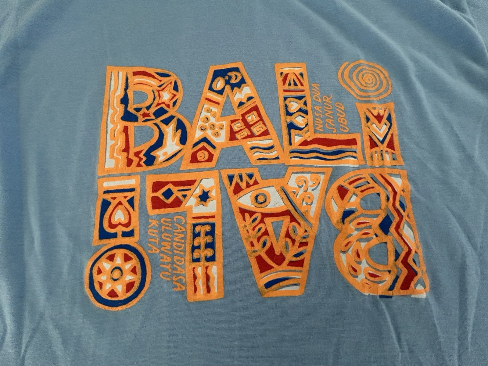 NWOTs Gift Tourist T-Shirt-Bali Ubud, Nusa Dua Indonesia-Tribal Motifs- Blue XXL gallery