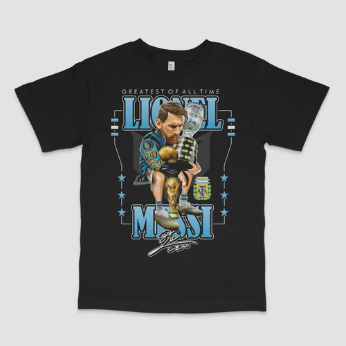 Messi GOAT Black Tee HOT gallery