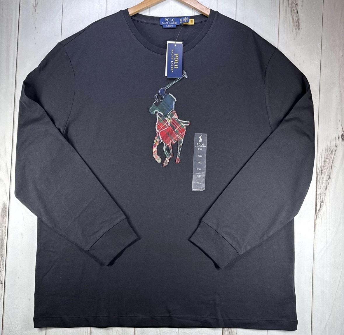 Polo Ralph Lauren Patchwork Plaid Big Pony Shirt 2XL Long Sleeve Black NEW$69.50 gallery
