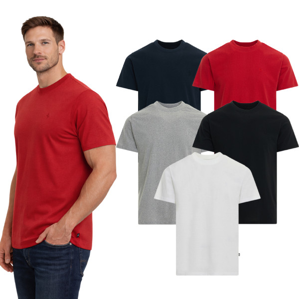 5 Pack Black Horse Club Mens Crew Neck Cotton T Shirts Embroidered Logo S-XXL