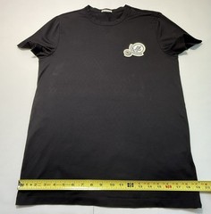 Moncler Black T-Shirt Size M Logo Patch Authentic Tried On Only