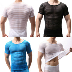 Sexy Men See-through Mesh Tank Top Underwear T-Shirt Long Pants Men Clothes Sets