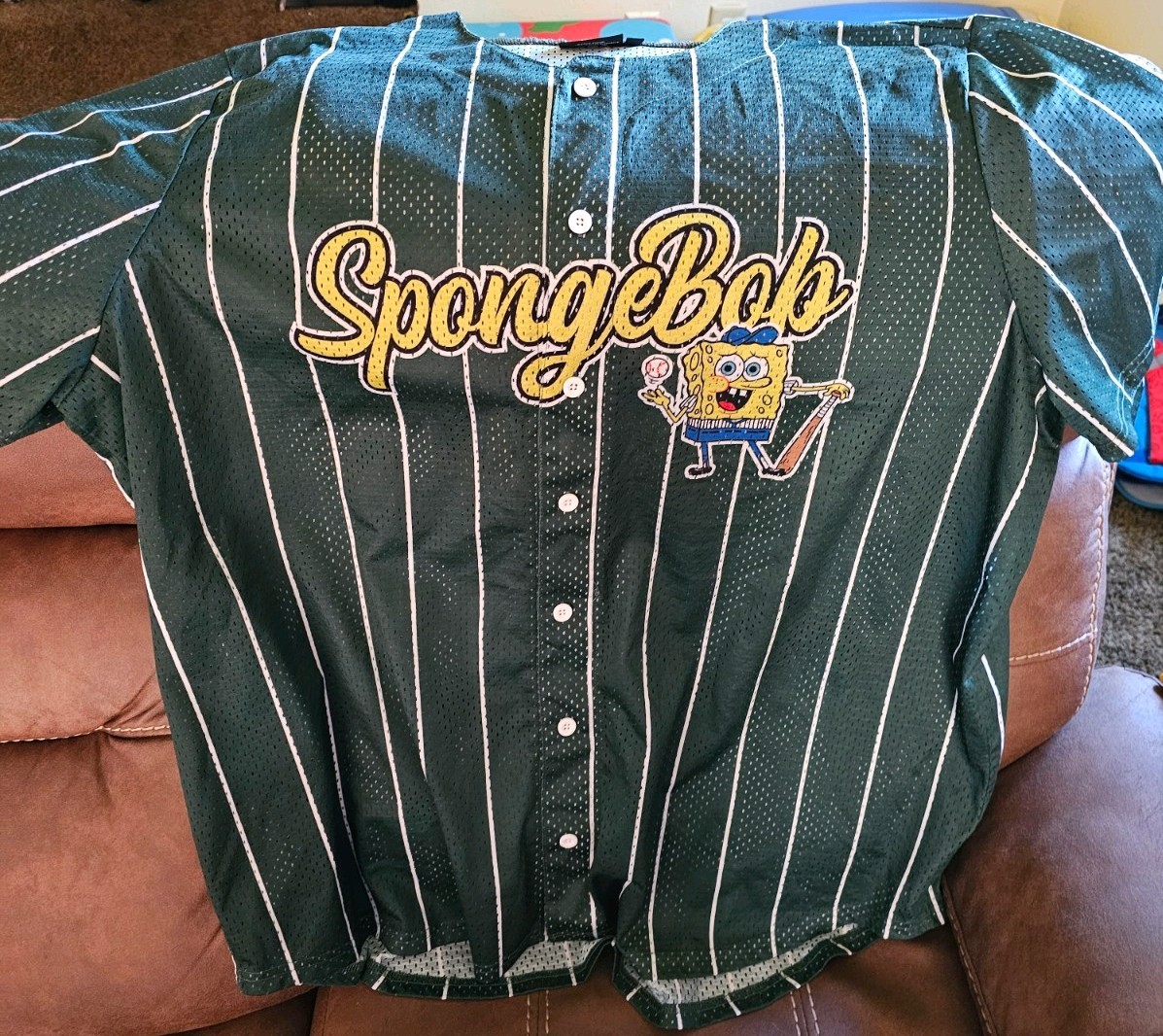 SpongeBob Square Pants Jersey Size 5XL Nickelodeon Green & Yellow Front Button gallery