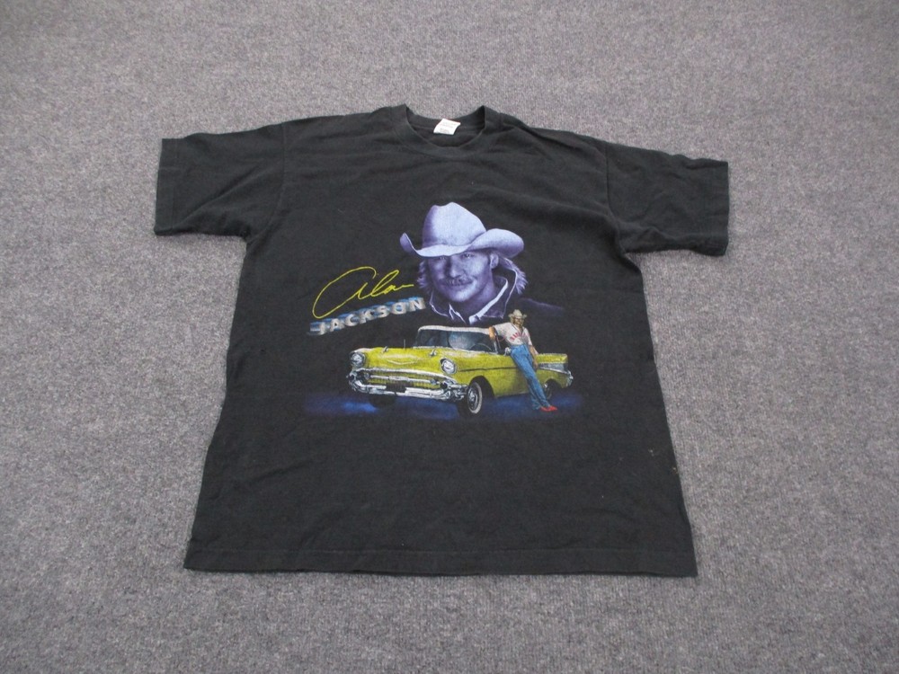 Vintage Alan Jackson T Shirt Men L Graphic Car Double Sided Country Music Tour