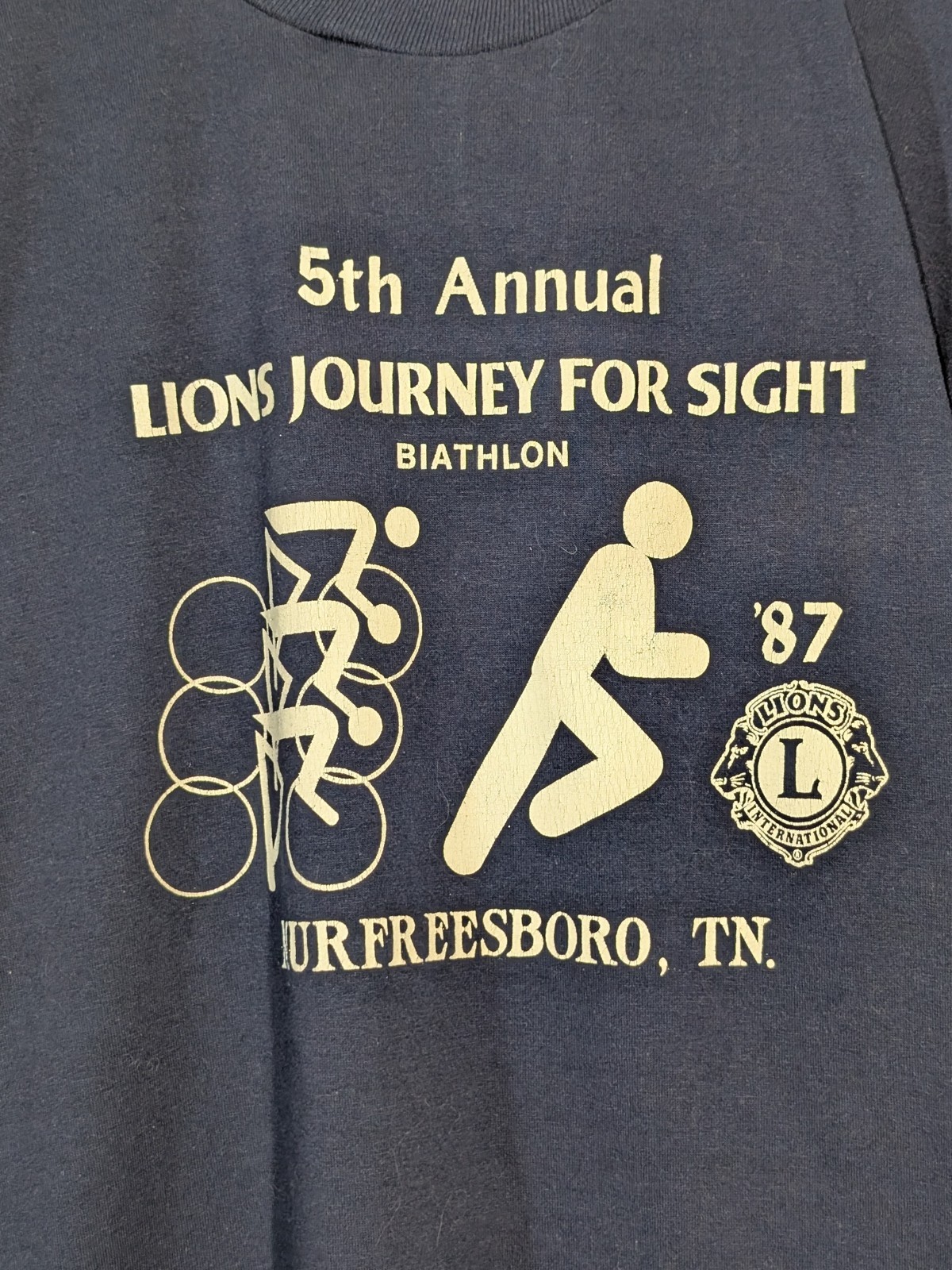 Vintage 87 Single Stitch T Shirt Russell Made In USA XL Bike Run Murfreesboro gallery