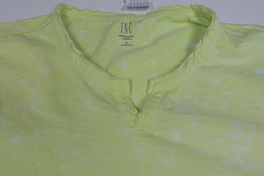 INC INTERNATIONAL CONCEPTS Lightning Yellow Marbled Split Neck T-Shirt Large L
