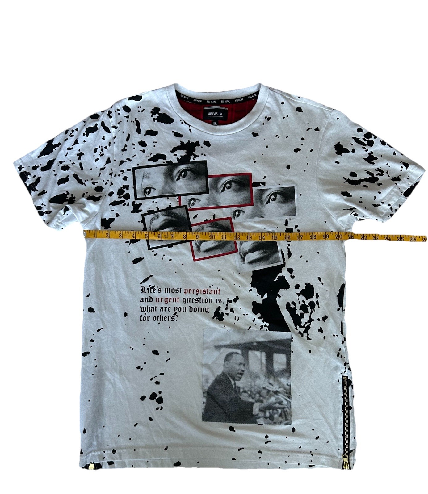 Rise As 1ne M.L.K. Jr. Allover Print Side Zip Graphic T-Shirt MLK Size XL AOP gallery