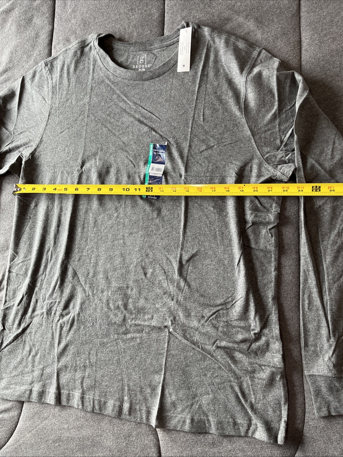 GEORGE Men’s Sz XL (46-48) Gray Crew Neck Long Sleeve T-Shirt NWT 100% Cotton gallery