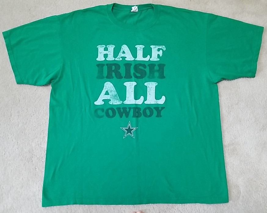 HALF IRISH ALL COWBOY DALLAS COWBOYS anvil T-Shirt Mens 2XL green gallery