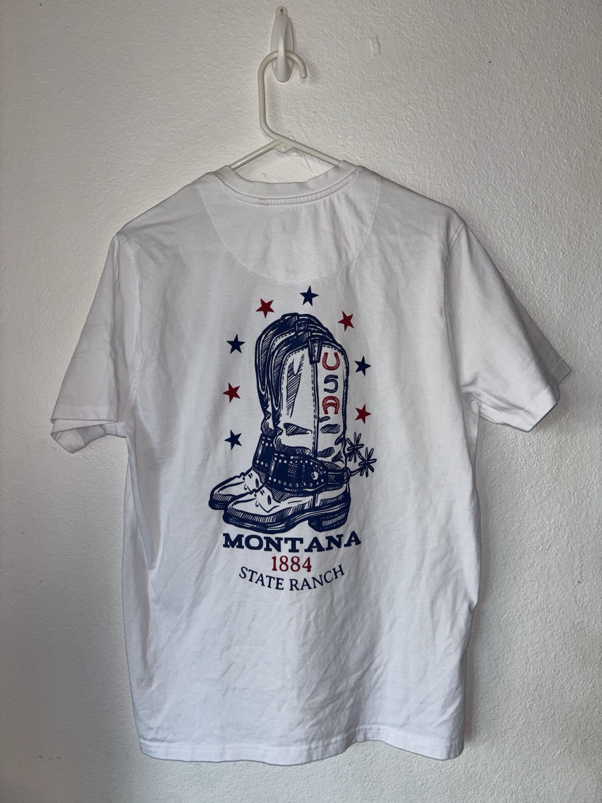 USA Montana 1884 State Ranch White Shirt Cowboy Theme Large Common People Brand