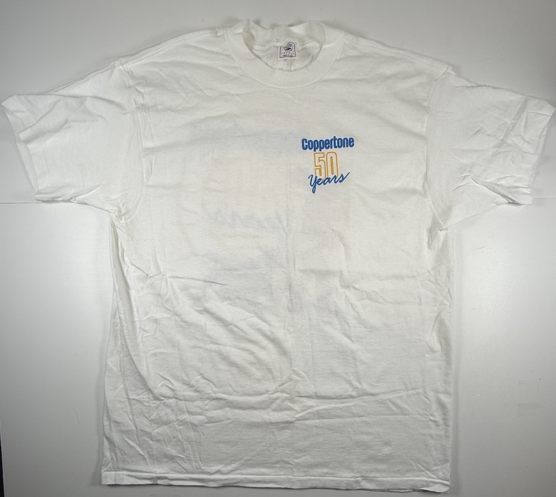 Vintage Coppertone Sunscreen T-Shirt XL 50 Years Girl Logo Delta 90s Made In USA gallery