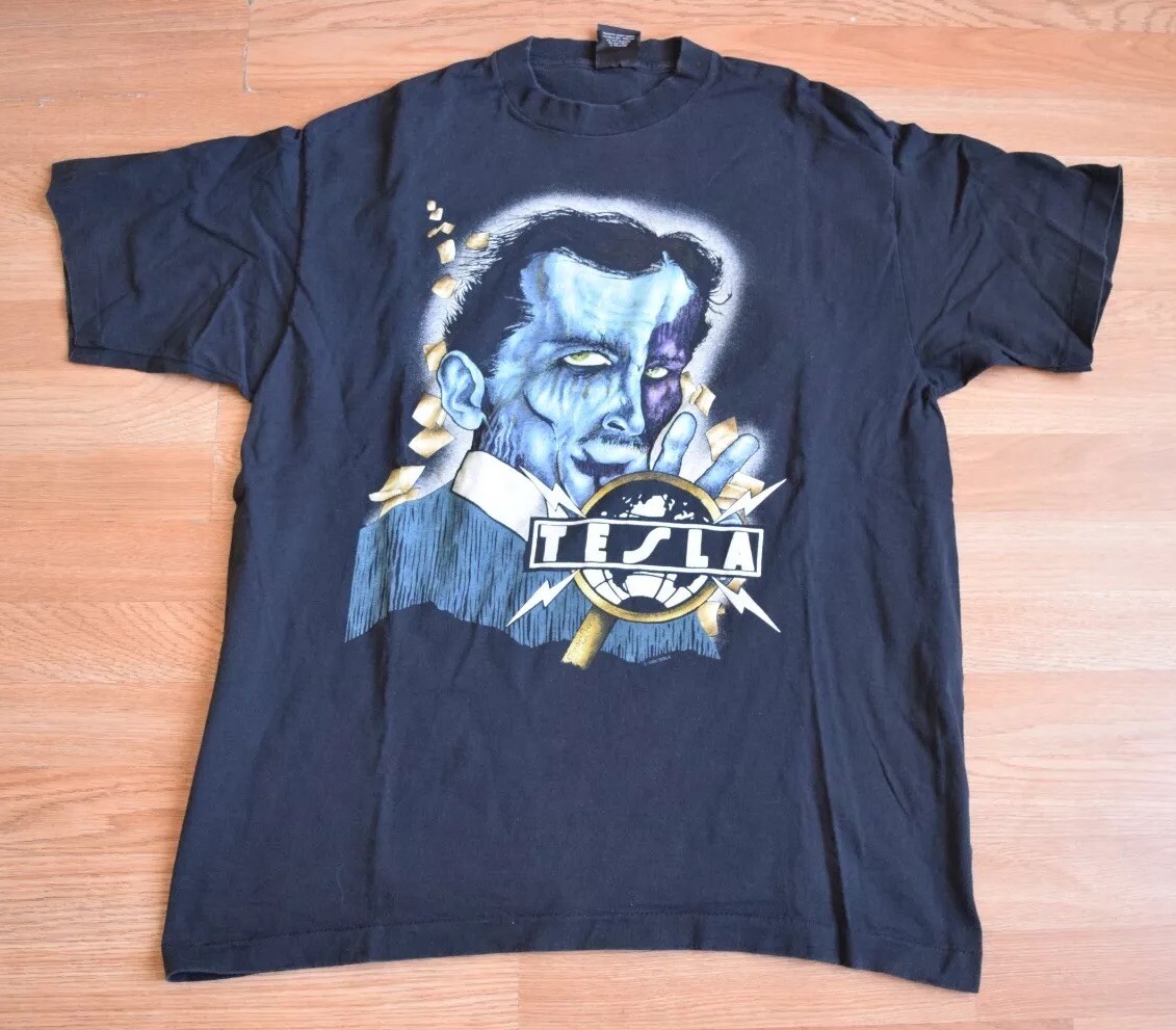 Vintage 1992 Tesla Psychotic Supper Pushead Tour Shirt Tee XL 90s Giant Tee Jays gallery