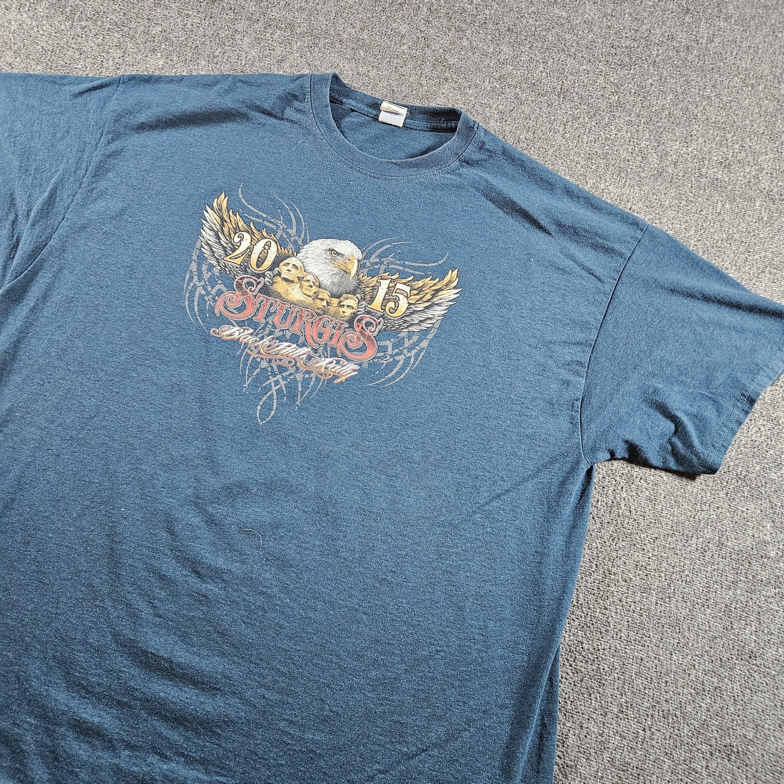 Sturgis Black Hills Rally Gildan Shirt Mens 2XL Blue Eagle 2015 75th Anniversary gallery