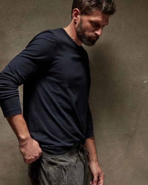 NWOTD Standard James Perse 5 Long Sleeve Round Neck T Shirt Dk Gray 133913