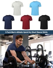 Men’s DryFit Workout Shirts 5Pack Active Athletic Tees for Gym & Running